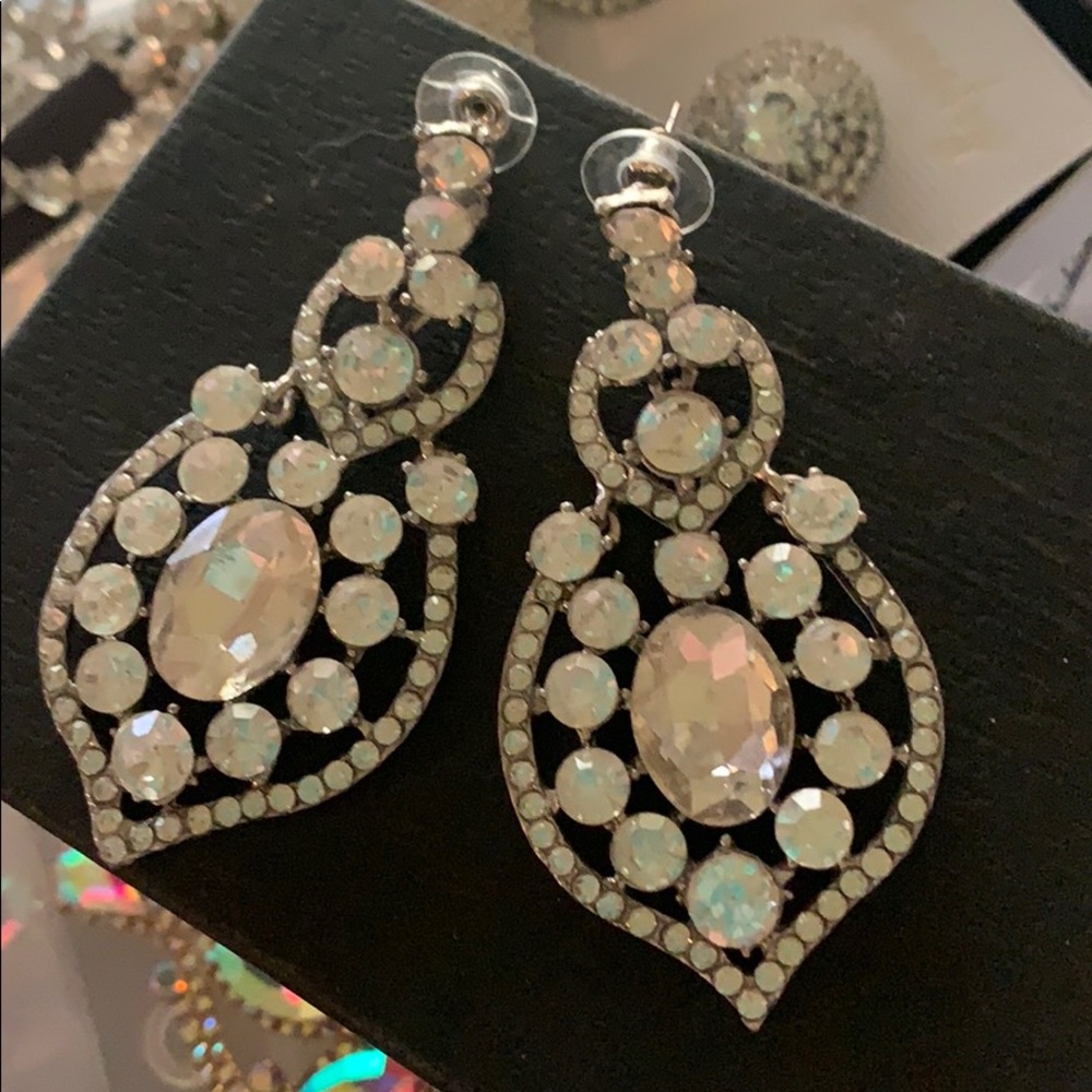 Clear Crystal Pageant earrings Cluster  Design